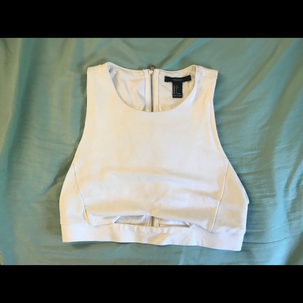 White Cut Out Crop Top